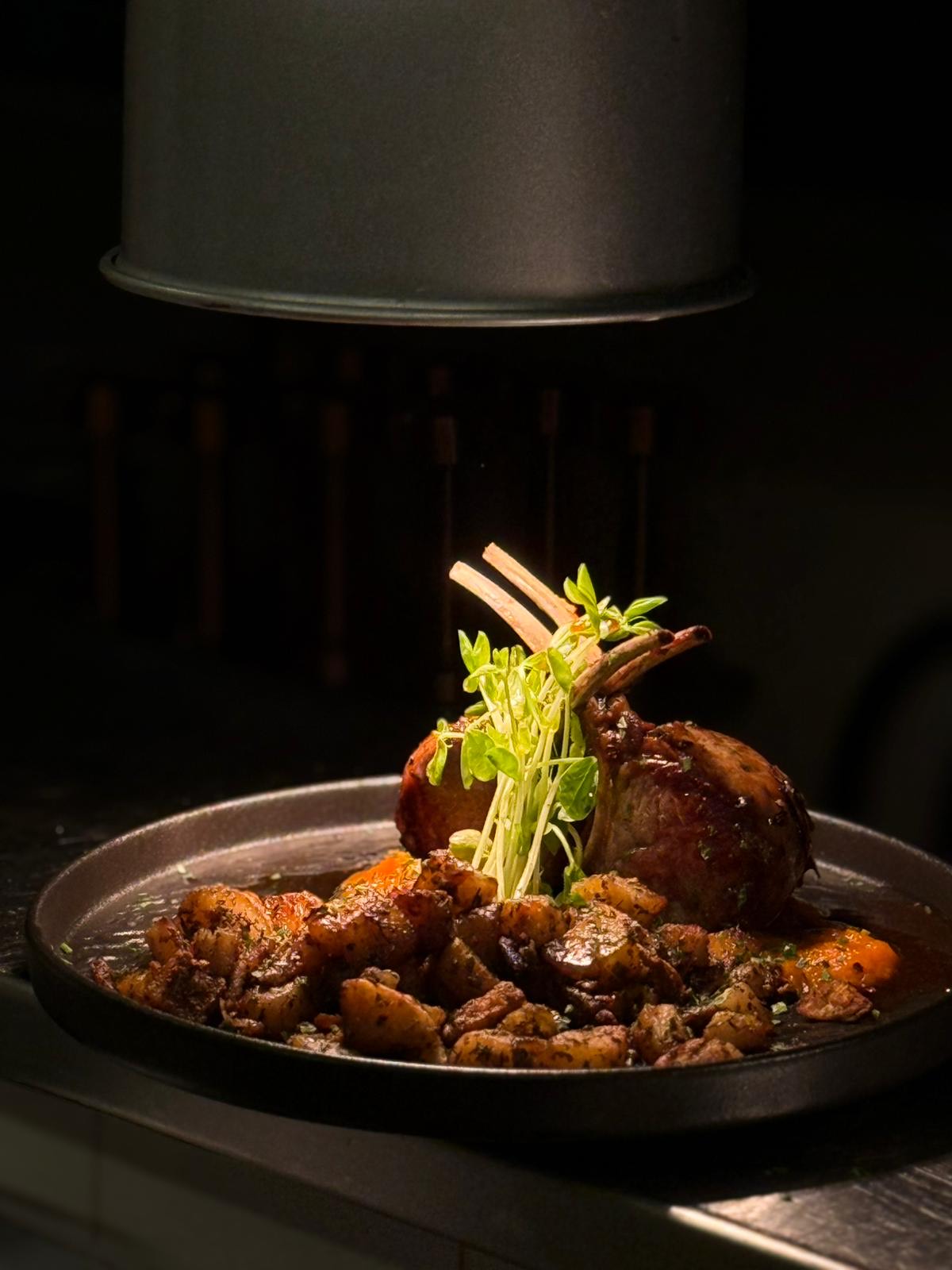 Close view of a freshly prepared French café dish